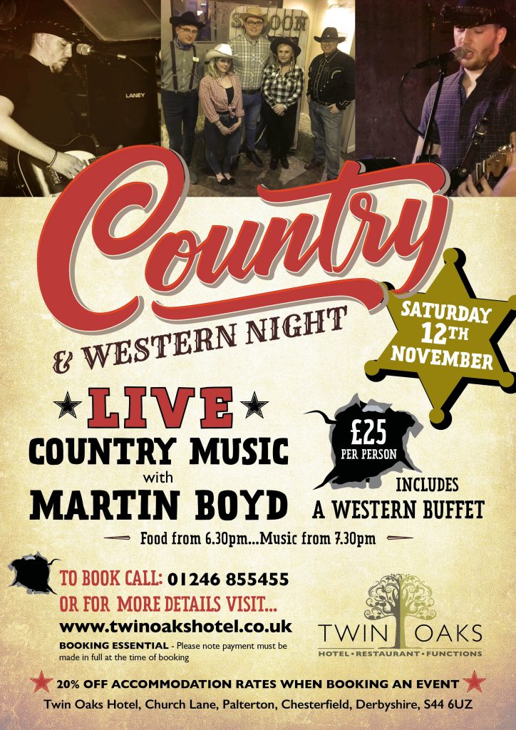 Country & Western Music Night Hotel Chesterfield Twin Oaks Hotel